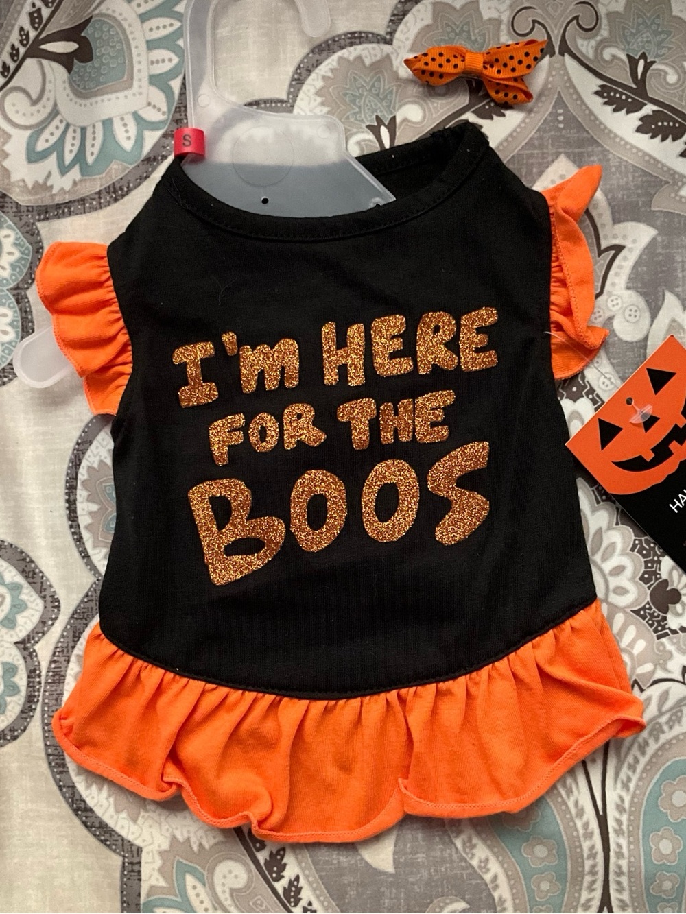 Halloween Pet Tee "I'm Here For The Boos" - Black & Orange